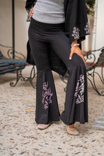 Load image into Gallery viewer, Black Godet Bougainville Print Pants