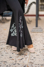 Load image into Gallery viewer, Black Godet Bougainville Print Pants