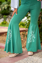 Load image into Gallery viewer, Green Godet Bougainvillea Print Pants