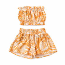 Load image into Gallery viewer, Yellow Palm Print Kids Matching Set
