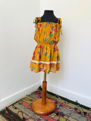 Girl's Crochet and Print Dress.