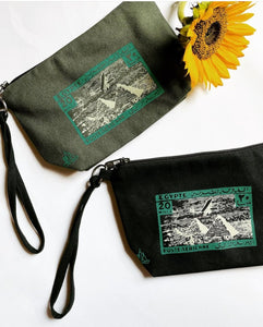 Post stamp print pouch.