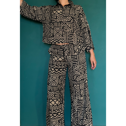 Bronze Geometric Print Set Pants